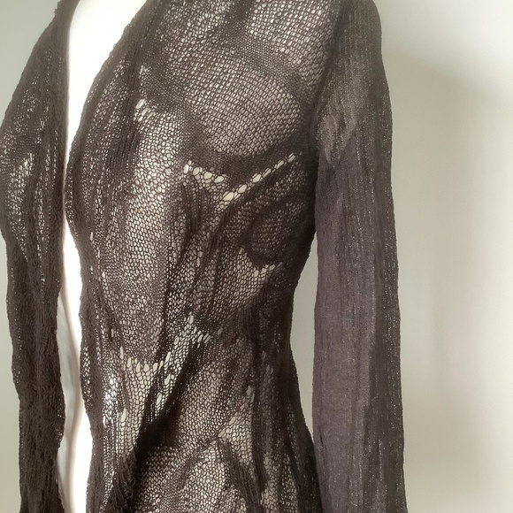 Eileen Fisher Linen Blend Lace Open Front Draped Cardigan MSRP$168 - Picture 3 of 15